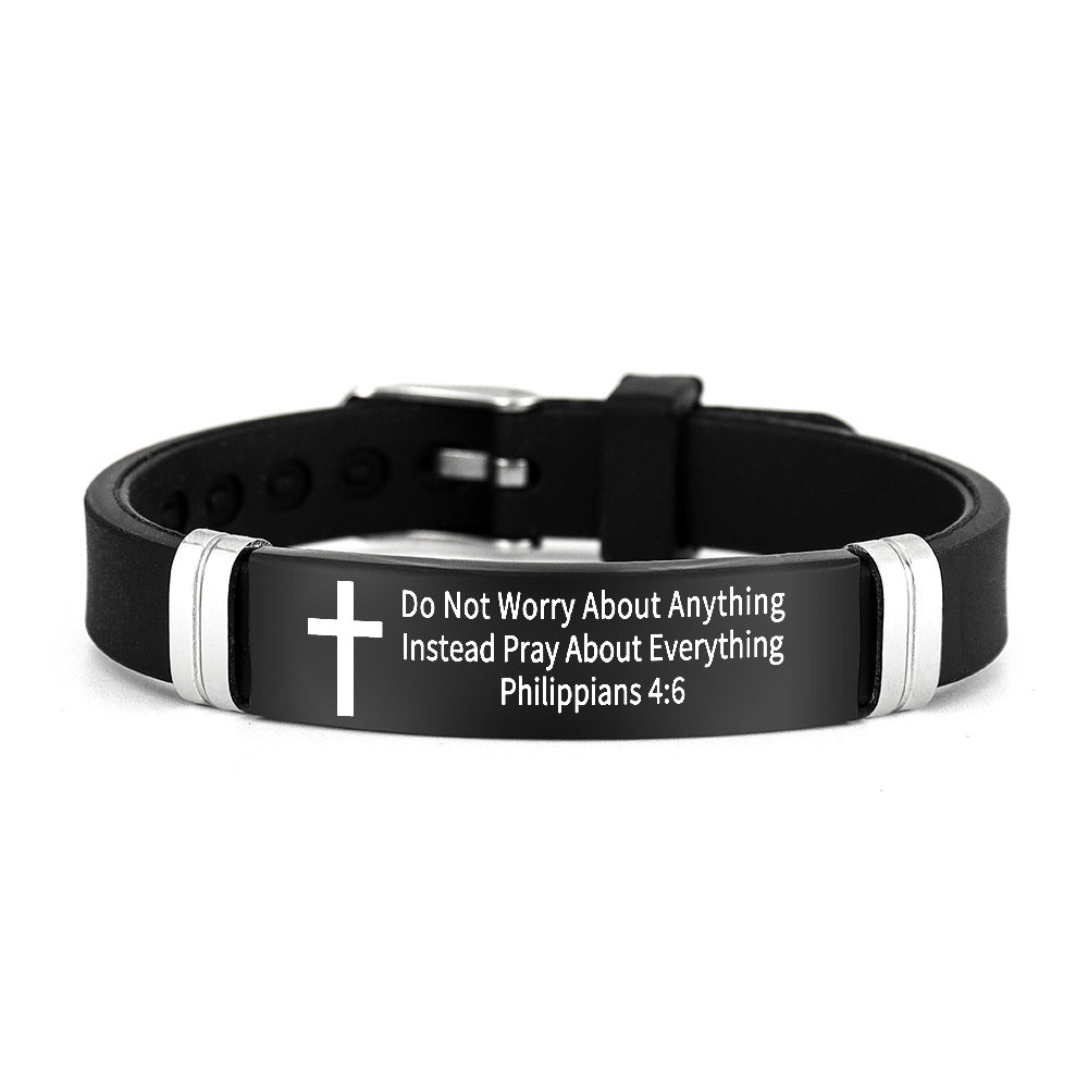 Cross & Scripture Silicone Bracelet Set (Inspirational Faith Wristband)