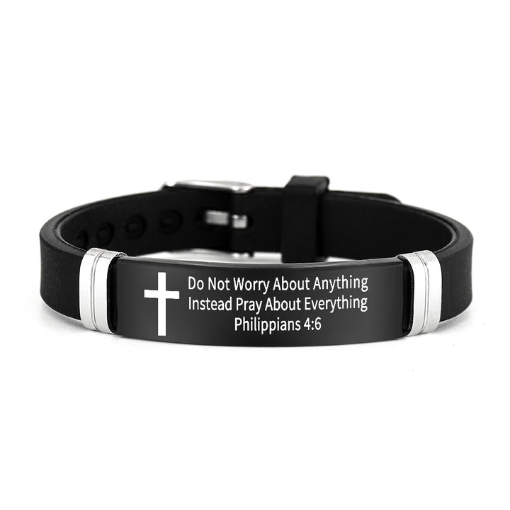 Cross & Scripture Silicone Bracelet Set (Inspirational Faith Wristband)