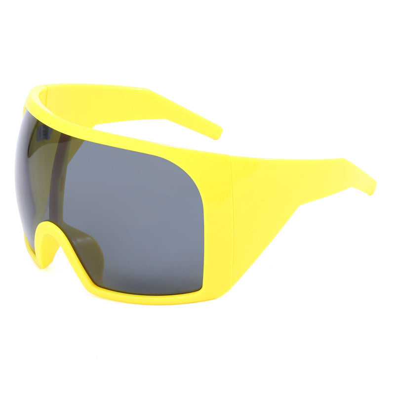 One-Piece Oversized Futuristic Cycling Sunglasses, Multi-Color Wide Frame Anti-Glare Street Fashion UV Protection Shades