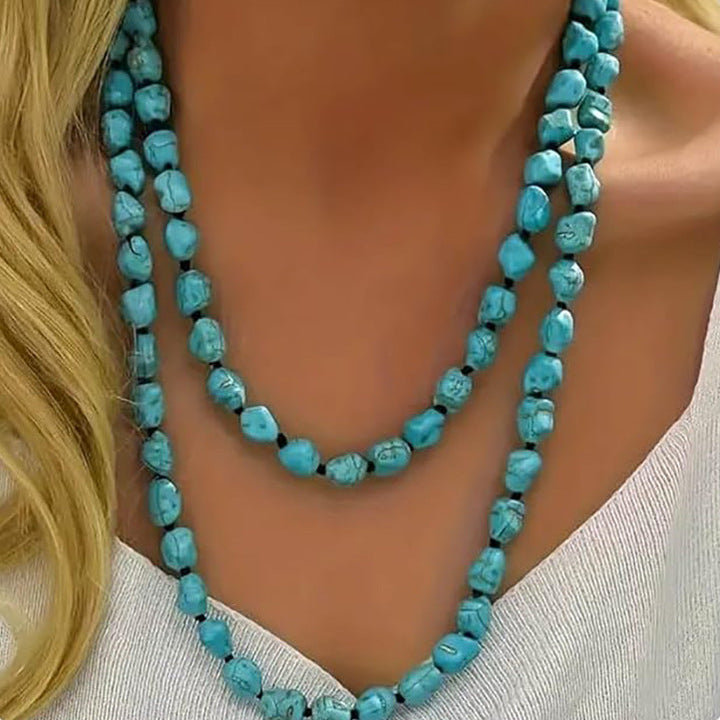 Bohemian Turquoise Multi-Layer Beaded Necklace (Vintage Ethnic Clavicle Chain)