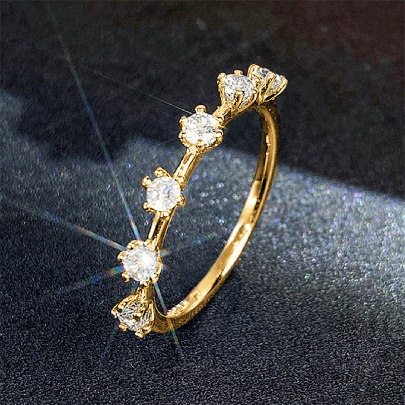 Asymmetric Row Diamond S925 Silver Ring