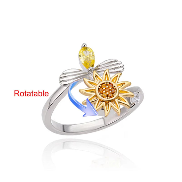 Star-Moon & Sunflower Rotatable Ring Set (Light Luxury Niche Healing Bands)