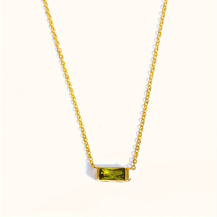 Mini Baguette-Cut Gemstone Pendant Necklace (Multi-Color Dainty Delicate Choker)