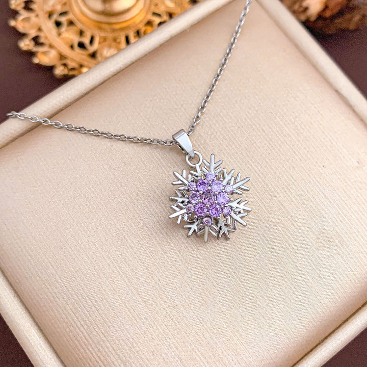 Multi-Color Diamond Snowflake Collarbone Necklace, 8 Styles Gold & Silver Tone Diamond Snowflake Pendant Thin Chain, Winter Christmas Versatile Jewelry