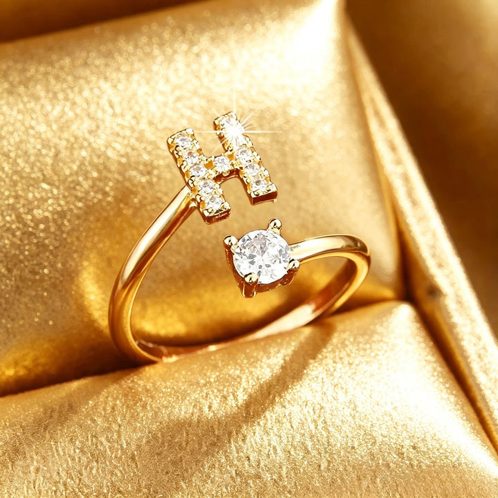 Initial Diamond Open Ring