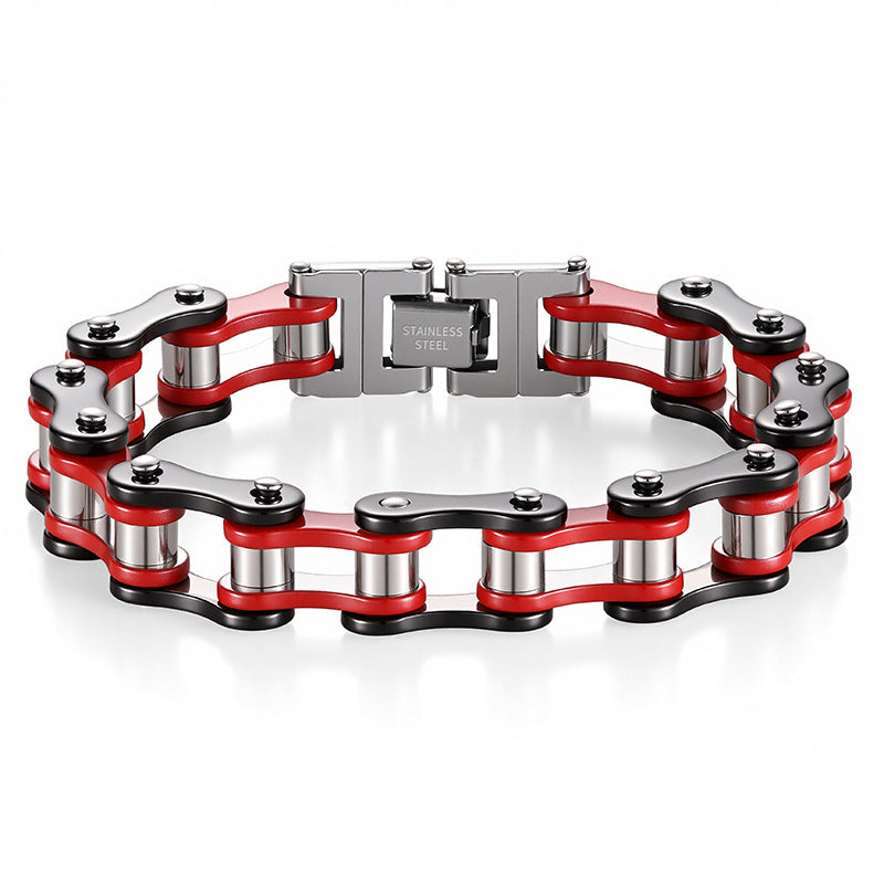 Motorcycle Chain Stainless Steel Bracelet (Men's Edgy Punk Style Titanium Steel Band)