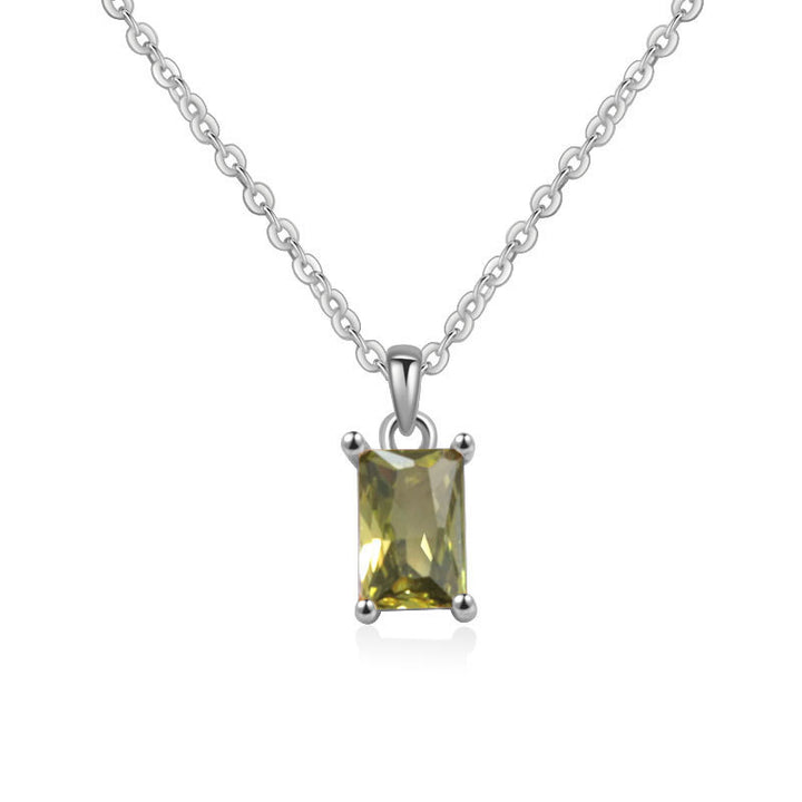 Multicolor Rectangular Diamond Pendant Necklace