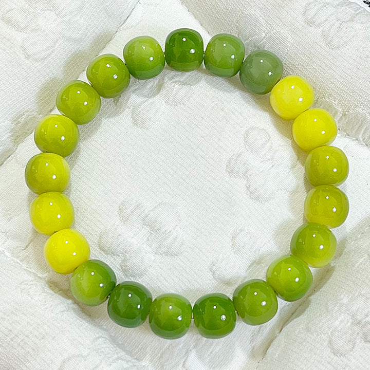 Multi-Color Gradient Bodhi Root Barrel Bead Bracelet (Worry Relief Meditation Mala)