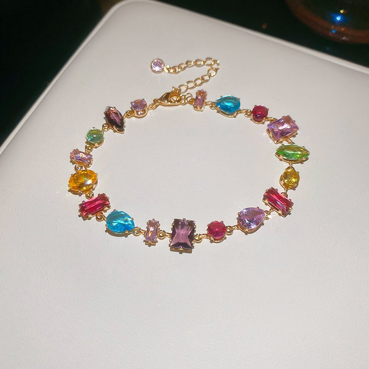 Colorful Zircon Gem Bracelet for Women – Luxury Rainbow Jewelry