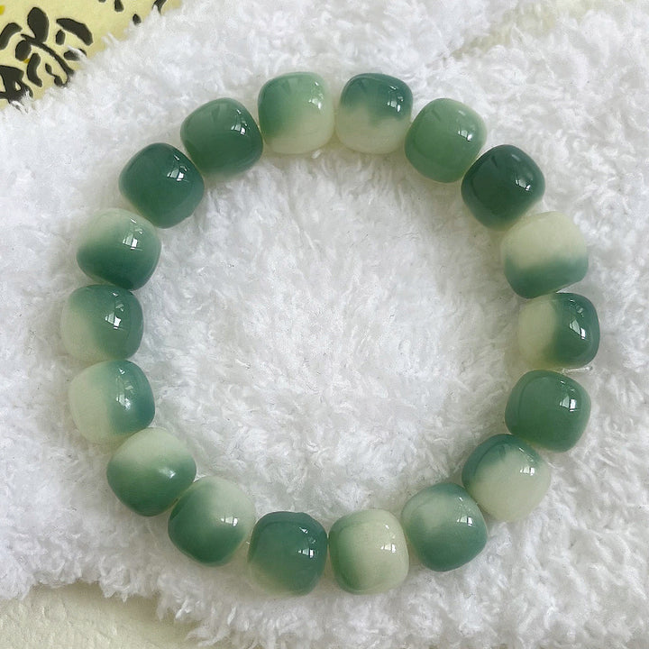 Multi-Color Gradient Bodhi Root Barrel Bead Bracelet (Worry Relief Meditation Mala)