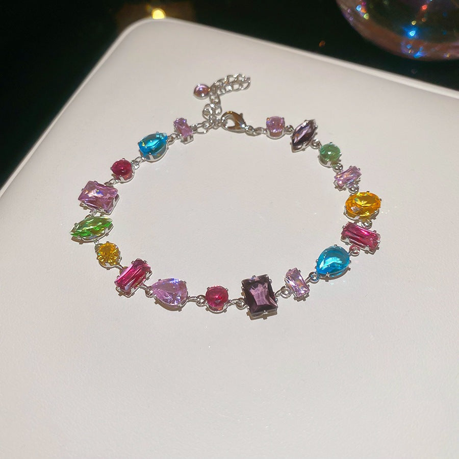 Colorful Zircon Gem Bracelet for Women – Luxury Rainbow Jewelry