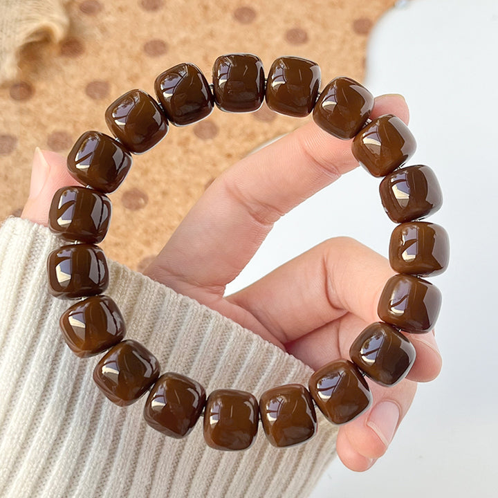Multi-Color Gradient Bodhi Root Barrel Bead Bracelet (Worry Relief Meditation Mala)