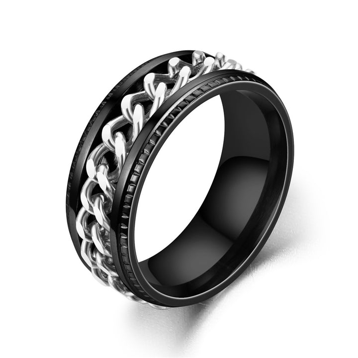Men's Rotatable Chain Titanium Steel Ring (Embossed Bold Style)