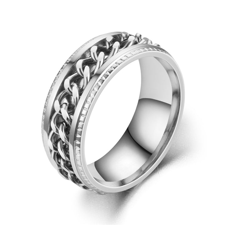 Men's Rotatable Chain Titanium Steel Ring (Embossed Bold Style)