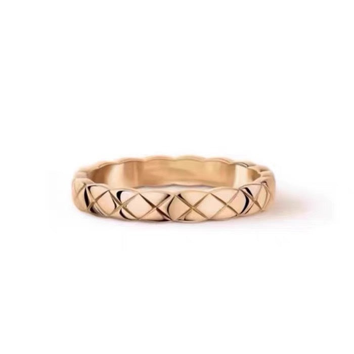 Classic Quilted Pattern Silver Ring, Plain & Paved Diamond Luxury Versatile Band Ring