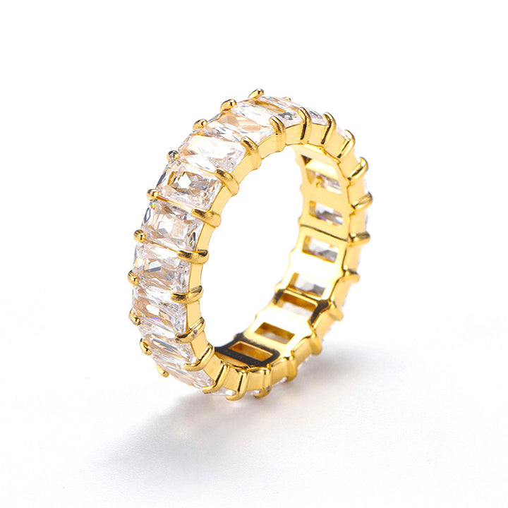 Multi-Color Baguette Diamond Full Eternity S925 Silver Ring