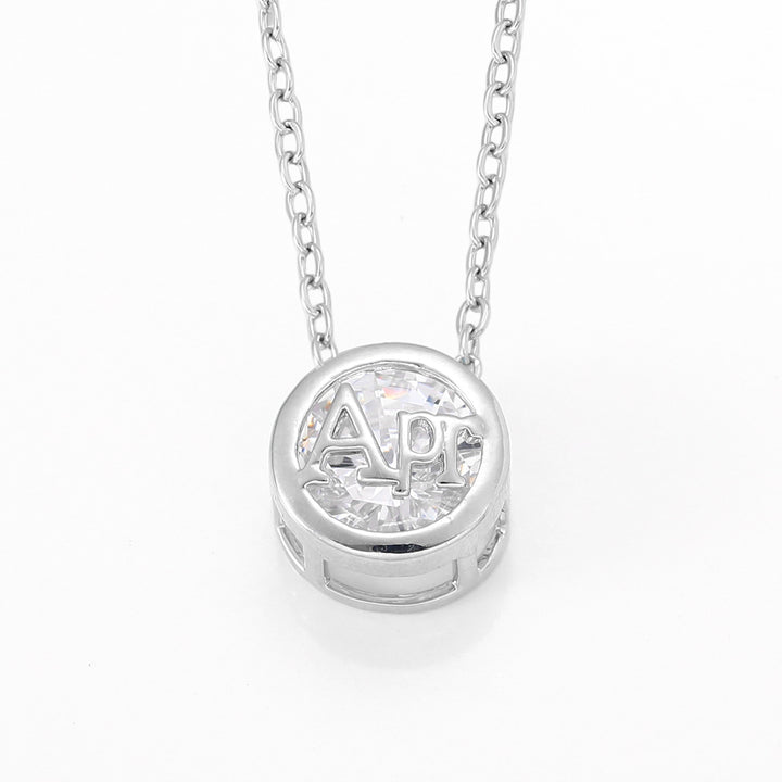 12‑Month Birthstone Round Letter Pendant Necklace, Multi‑Color Options