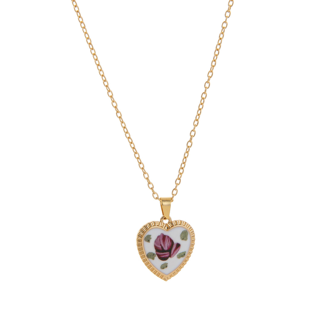 Vintage Floral Ceramic Tile Necklace Set (French Gentle Pastoral Choker)