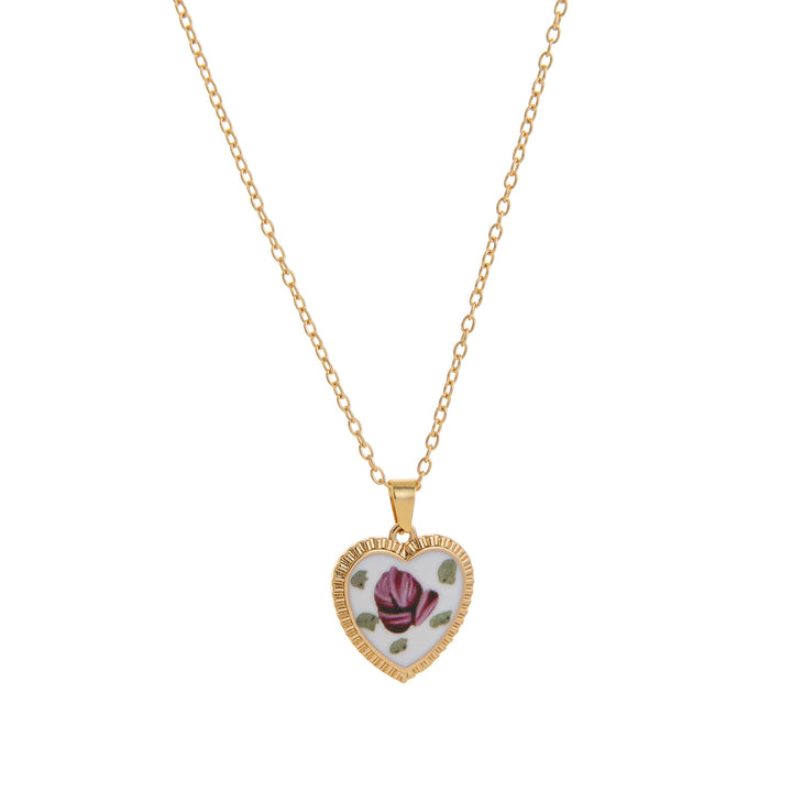 Vintage Floral Ceramic Tile Necklace Set (French Gentle Pastoral Choker)