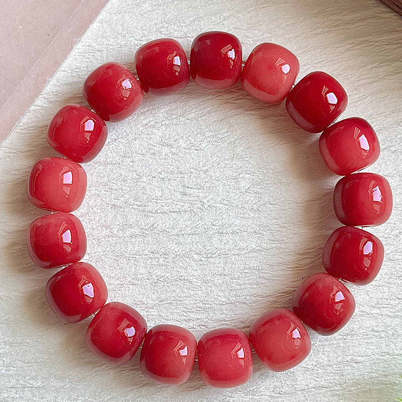 Multi-Color Gradient Bodhi Root Barrel Bead Bracelet (Worry Relief Meditation Mala)