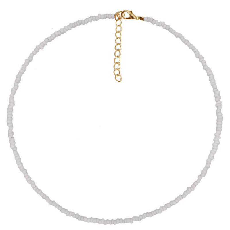 Macaron Frosted Mini Bead Choker, Multi-Color Simple Adjustable Thin Beaded Clavicle Necklace