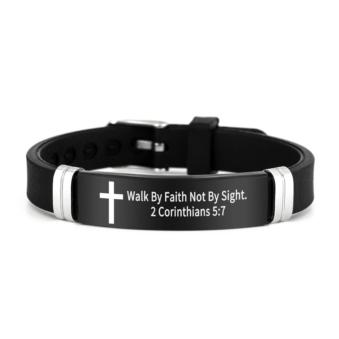 Cross & Scripture Silicone Bracelet Set (Inspirational Faith Wristband)