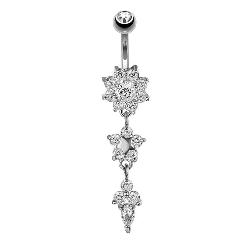 S925 Silver Diamond Pendant Belly Button Ring (Sweet-Cool Luxury Multi-Style)