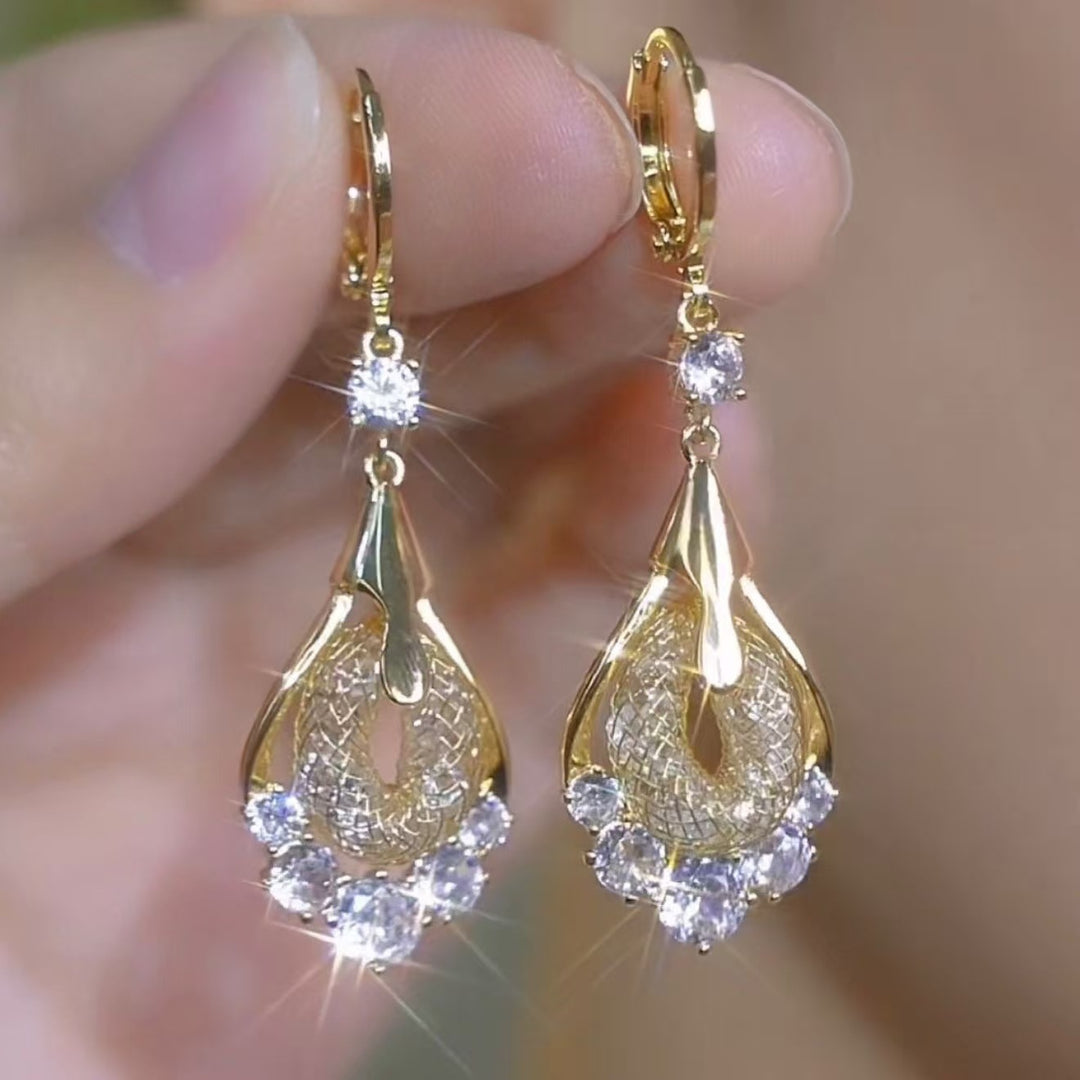 Teardrop Filigree Gemstone Drop Earrings (Luxury Vintage Elegant Earrings)