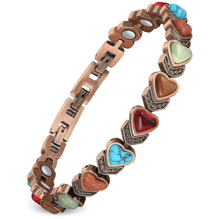 Vintage Copper Multi-Stone Magnetic Therapy Bracelet (Multiple Styles Women's Health Bangle)