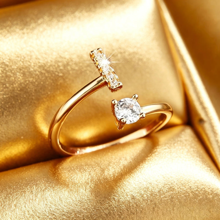 Initial Diamond Open Ring