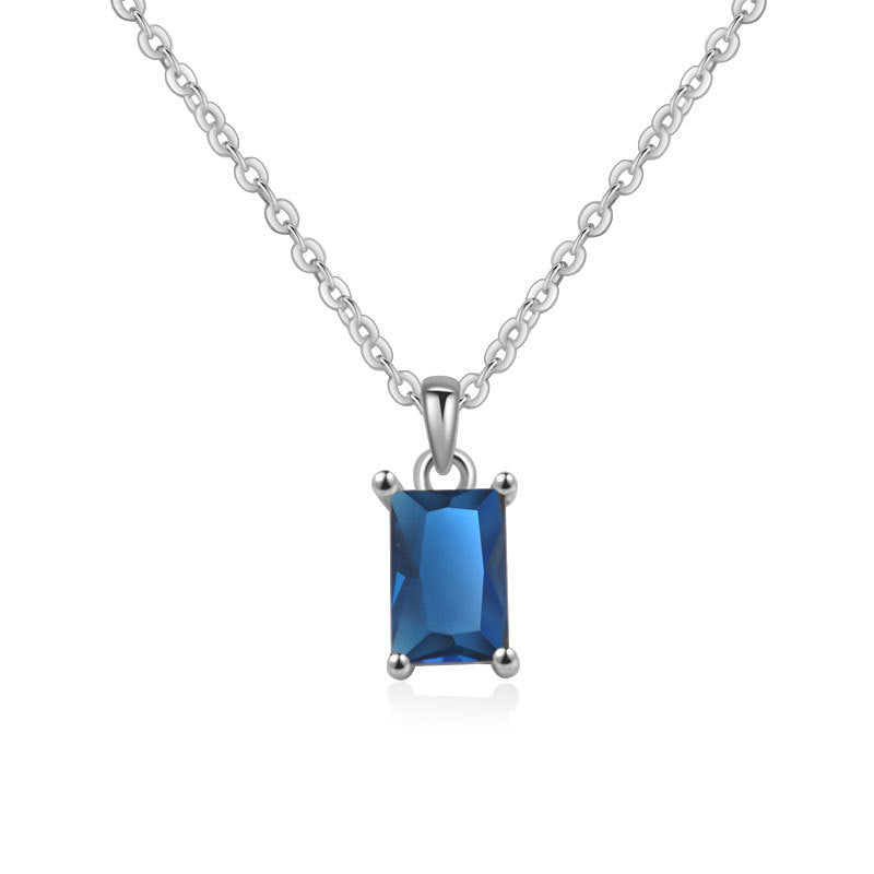 Multicolor Rectangular Diamond Pendant Necklace