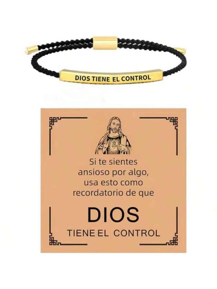 GOD IS IN CONTROL" Engraved Braided Bracelet (Christian Faith Inspirational Reminder Band)