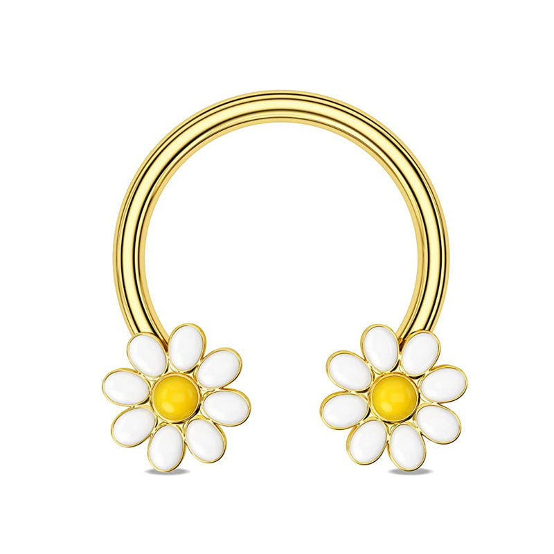 Whimsical Animal & Plant C-Shaped Nose Ring Set (Light Luxury Niche Cute Nose/Ear Piercing)