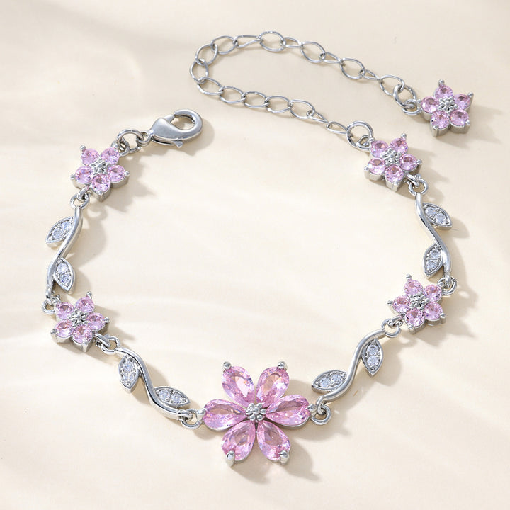 Pink Flower Cluster Vine Bracelet (Sweet Girl Vibe Choker)