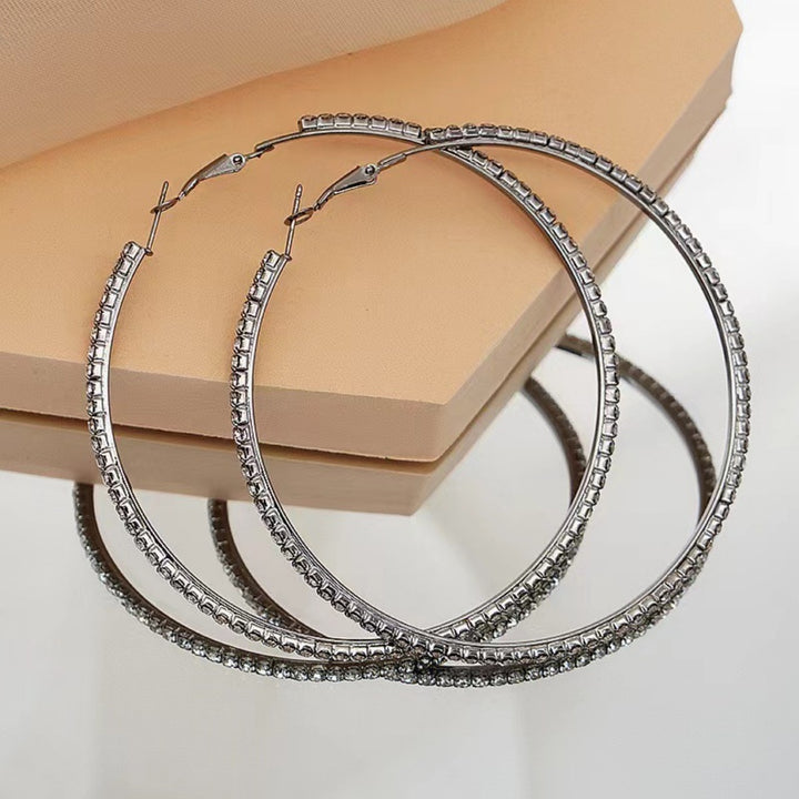 Full Pavé Oversized Hoop Earring Set (Light Luxury Niche Bold Earrings)