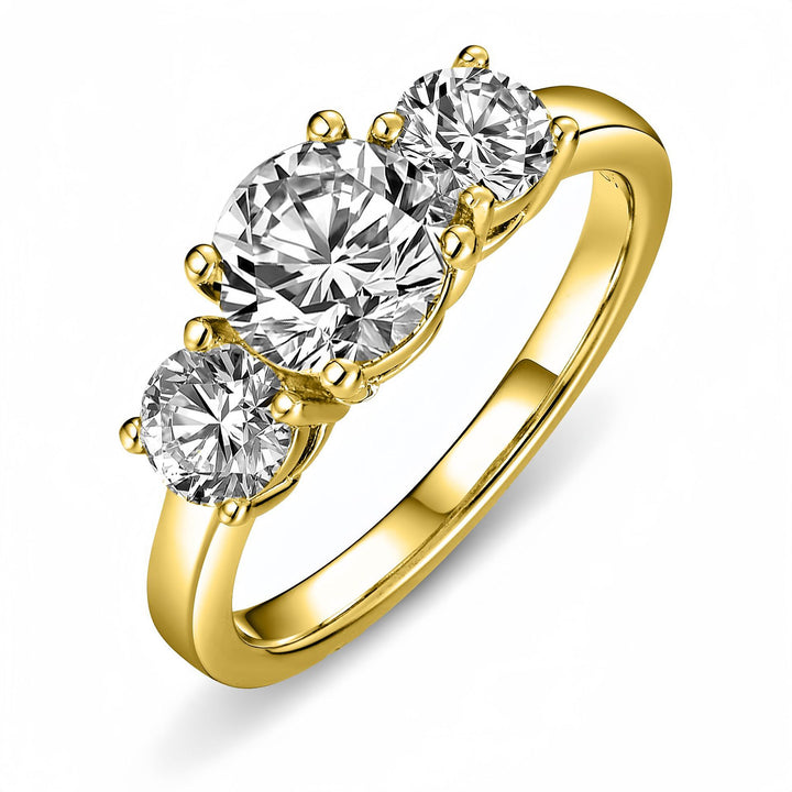 Three-Stone & Half-Eternity Wedding Ring Set (Luxury Classic Timeless Couple Bands)