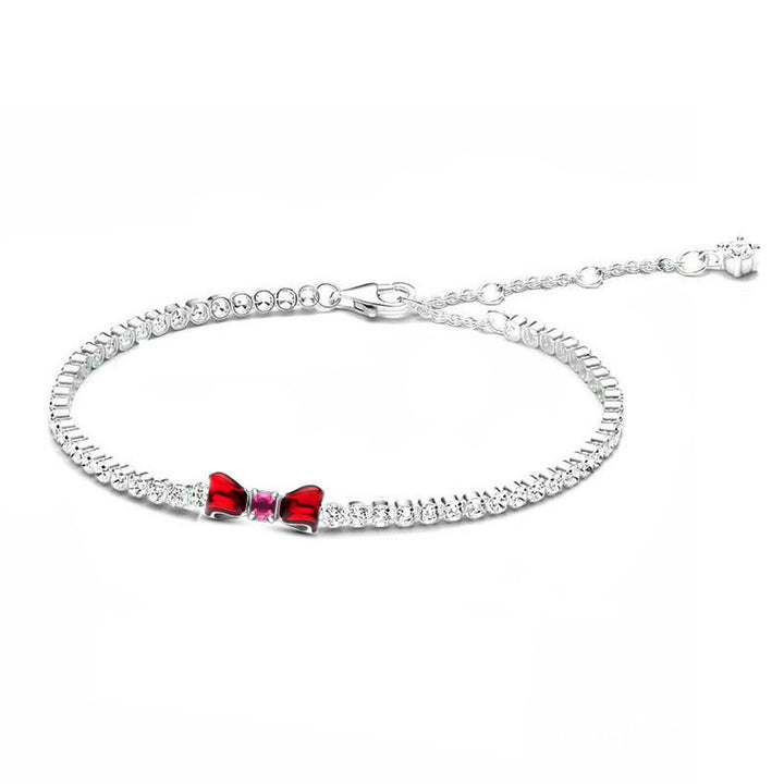 Pave Diamond Bowknot Light Luxury Jewelry Set (Necklace + Bracelet + Earrings + Ring)