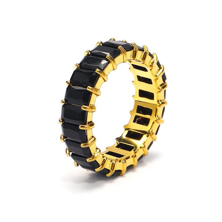 Multi-Color Baguette Diamond Full Eternity S925 Silver Ring
