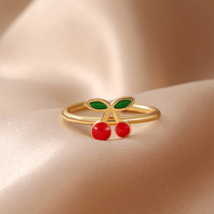 Gold Cherry Fruit Ring for Women