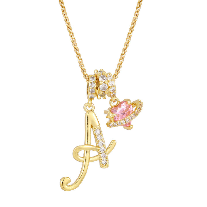 Dopamine 26 English Floral Letter Necklace - Girls' Light Luxury Niche High-End Jewelry