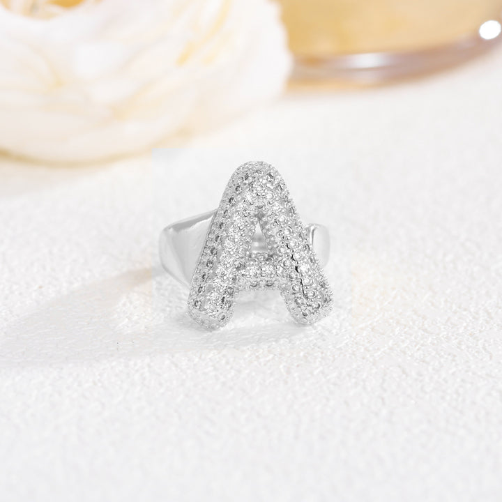 Bubble Letter Full-diamond Open Ring