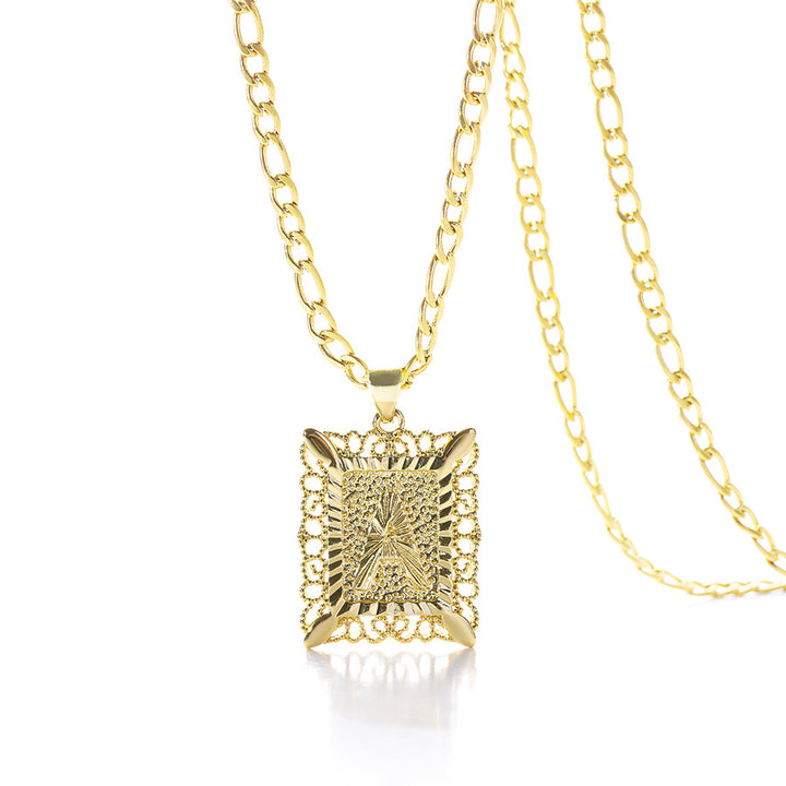 Square 14K Gold Alphabet Necklace