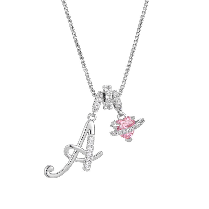 Dopamine 26 English Floral Letter Necklace - Girls' Light Luxury Niche High-End Jewelry