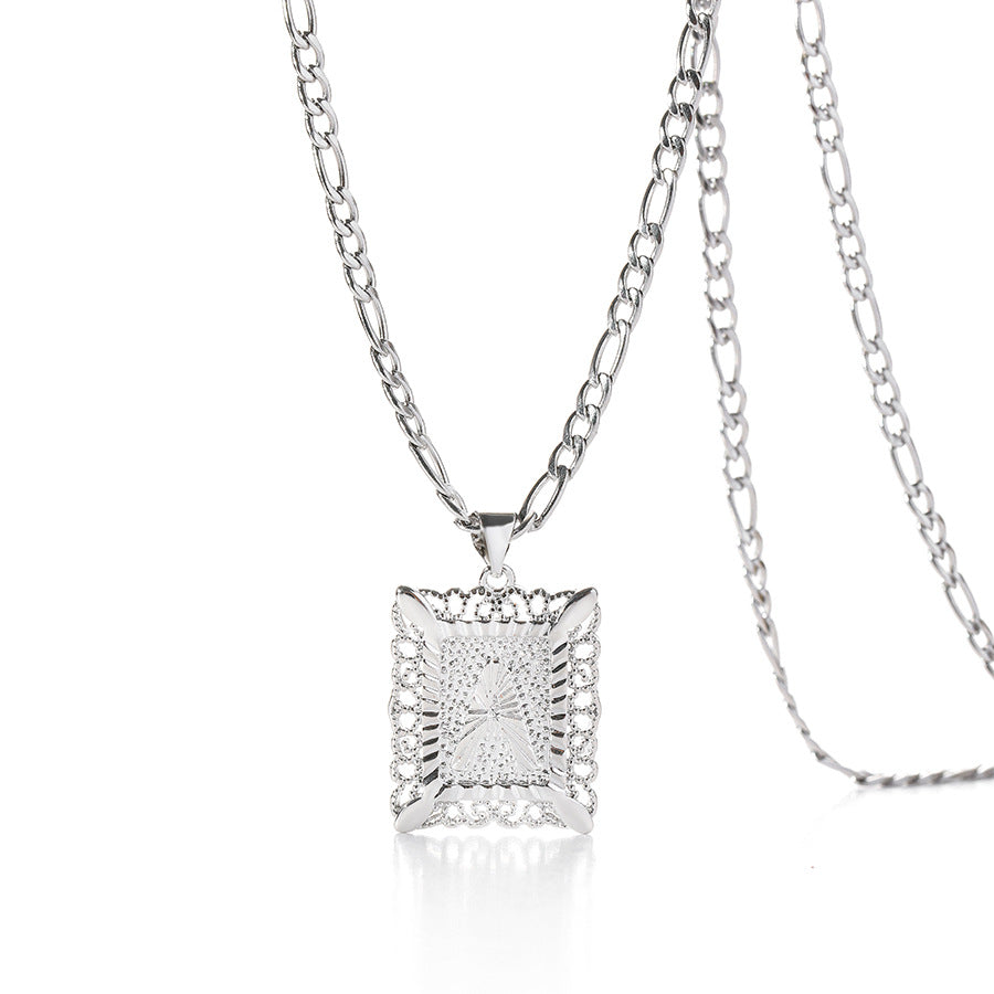 Square 14K Gold Alphabet Necklace