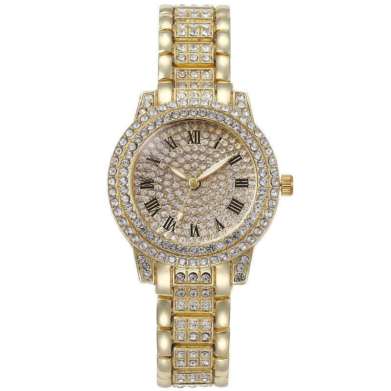 Full-Diamond Roman Dial Starry Sky Women's Watch Set