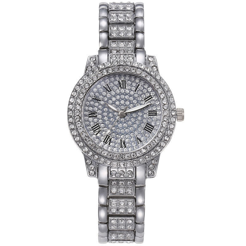 Full-Diamond Roman Dial Starry Sky Women's Watch Set