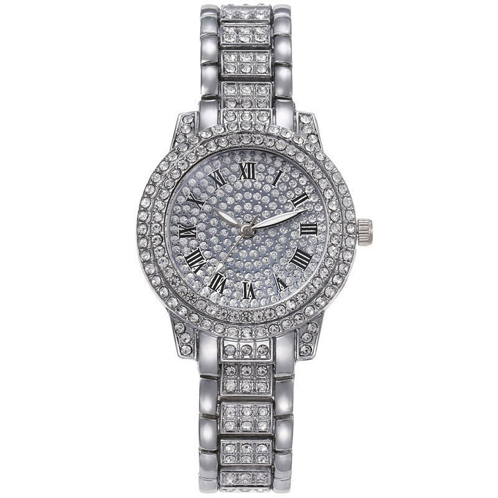 Full-Diamond Roman Dial Starry Sky Women's Watch Set