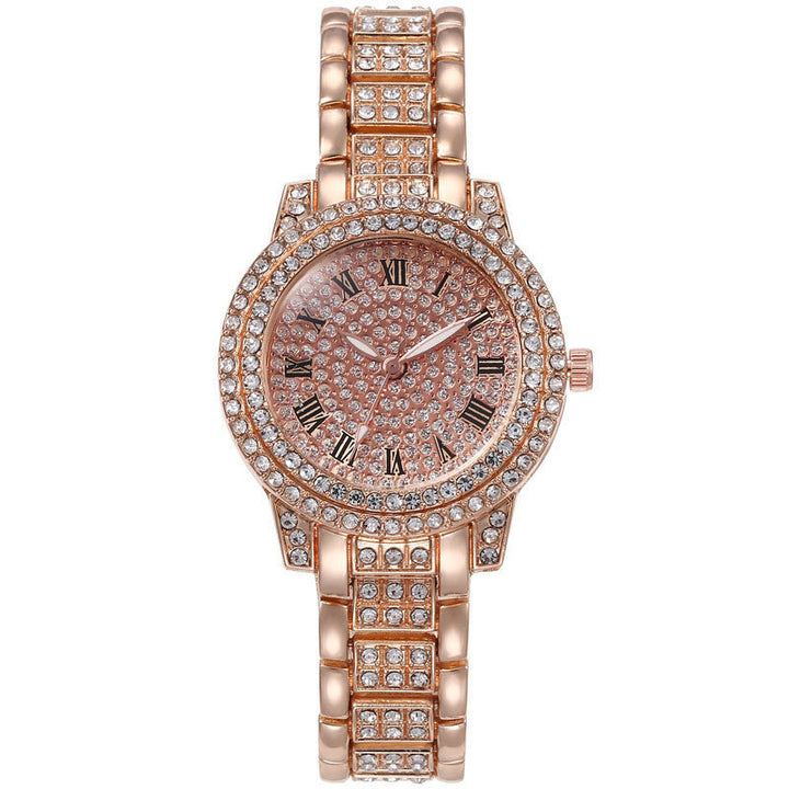 Full-Diamond Roman Dial Starry Sky Women's Watch Set
