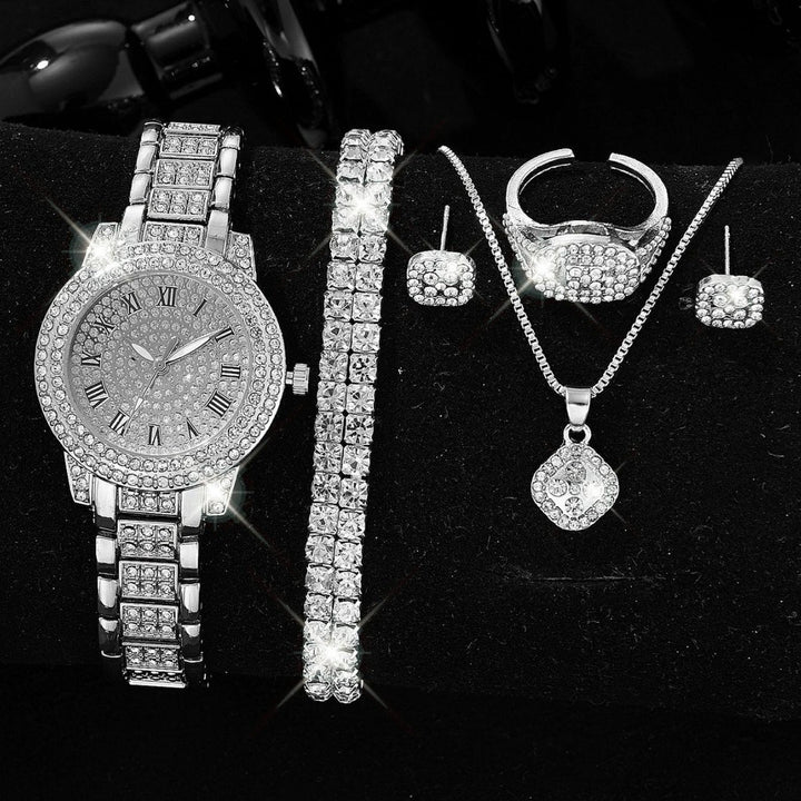 Full-Diamond Roman Dial Starry Sky Women's Watch Set