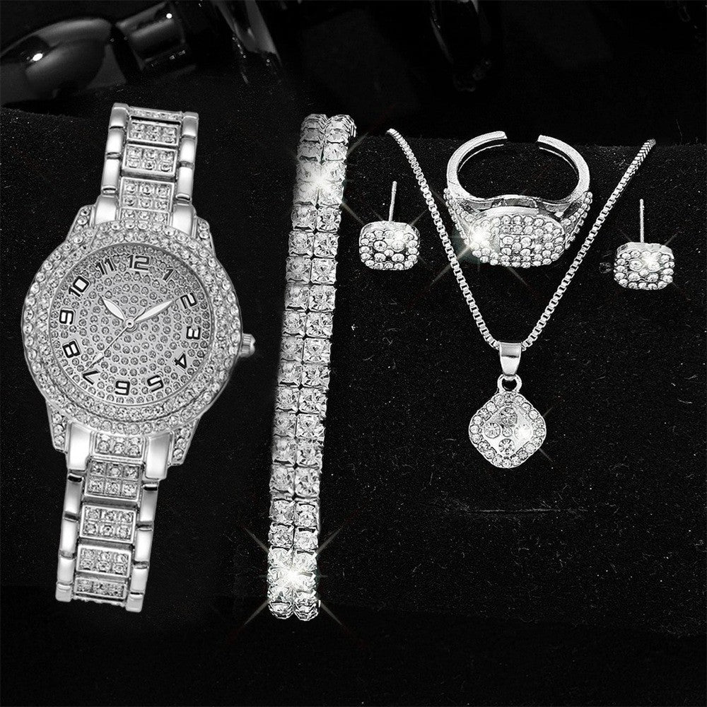 Full-Diamond Roman Dial Starry Sky Women's Watch Set
